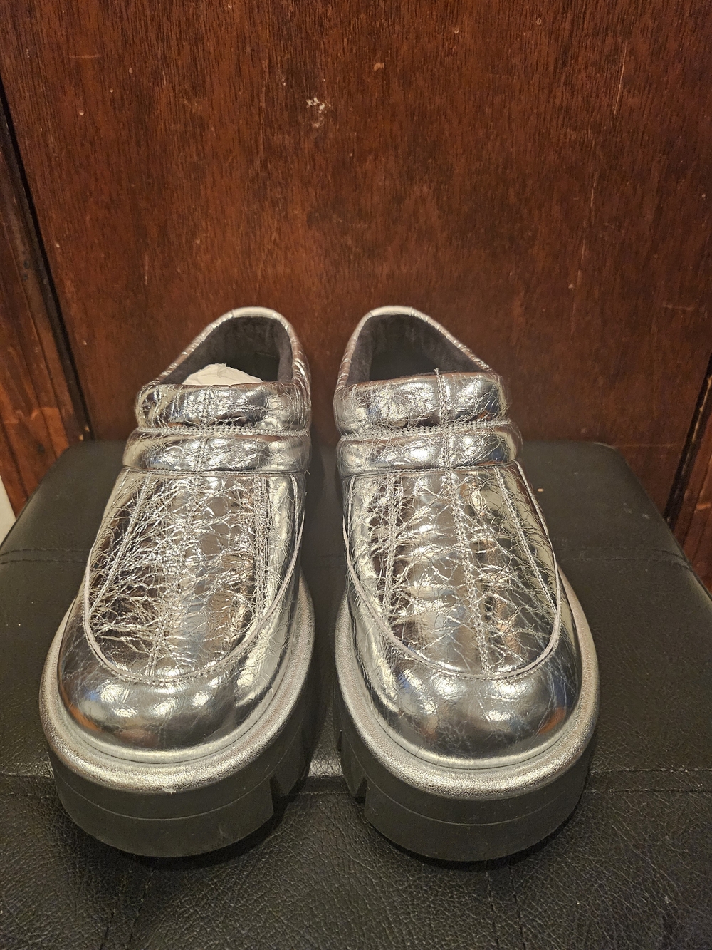 Michael Kors Chunky Metallic Silver Platform Loafers